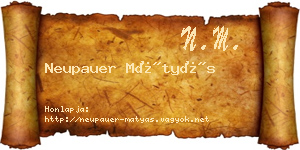 Neupauer Mátyás névjegykártya